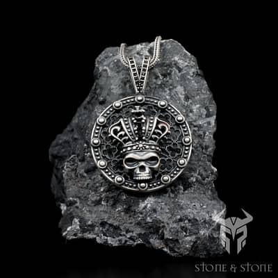 Silver King Skull Pendant